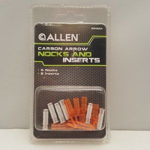 ALLEN Carbon Arrow Nocks & Inserts  6 Orange Nocks & 6 Inserts 68422A